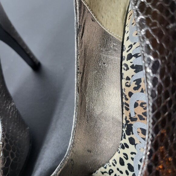 Sam Edelman Womens Metallic Sadi Snakeskin Pump Heel Size 6.5 Formal Animal Date - Picture 4 of 12